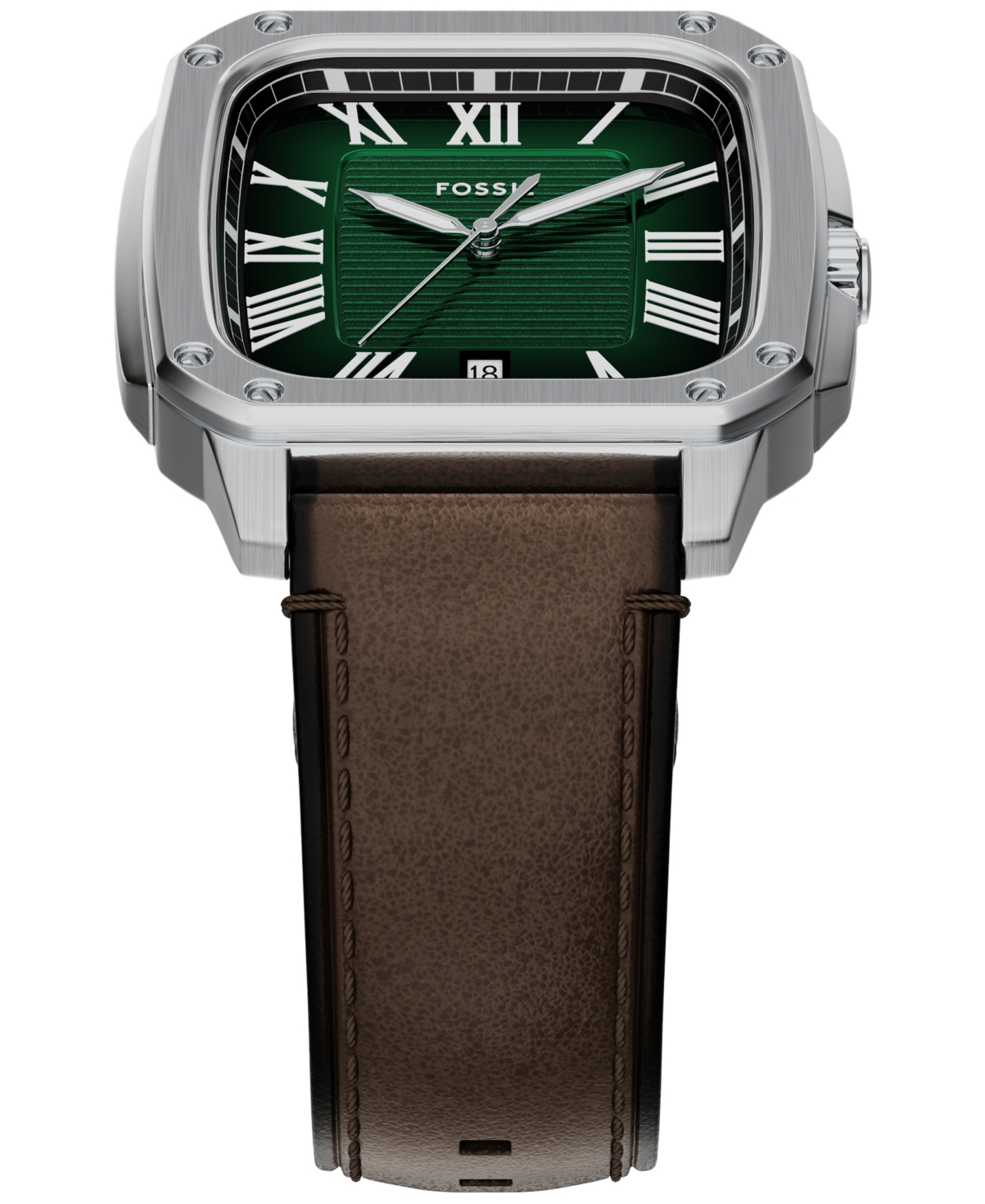 Fossil Crosby Three-hand Brown Leather Watch, 42mm X 30mm In Brown