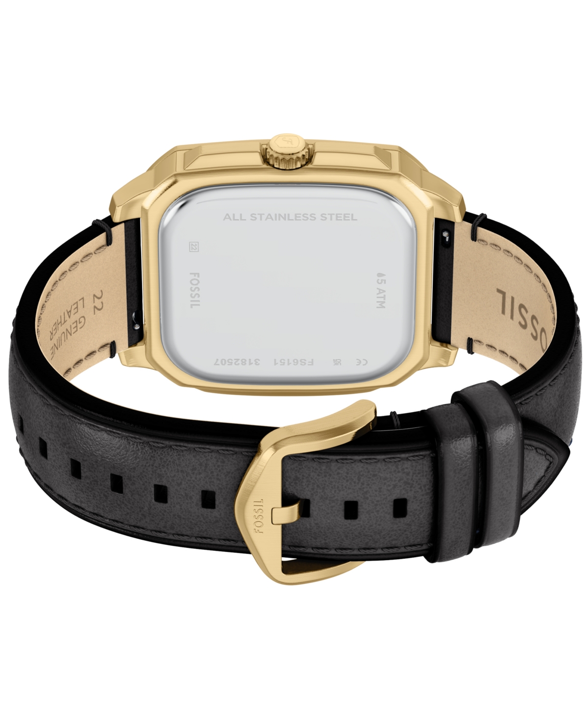 Fossil Men's Crosby Three-Hand Black Leather Watch, 42mm