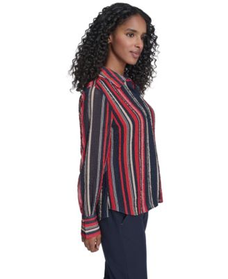Women's Striped Long Sleeve Pull-On Blouse