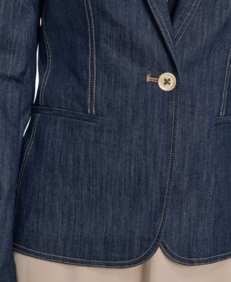 Women's One Button Denim Blazer