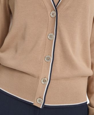 Women's Tipped V-Neck Cardigan Set