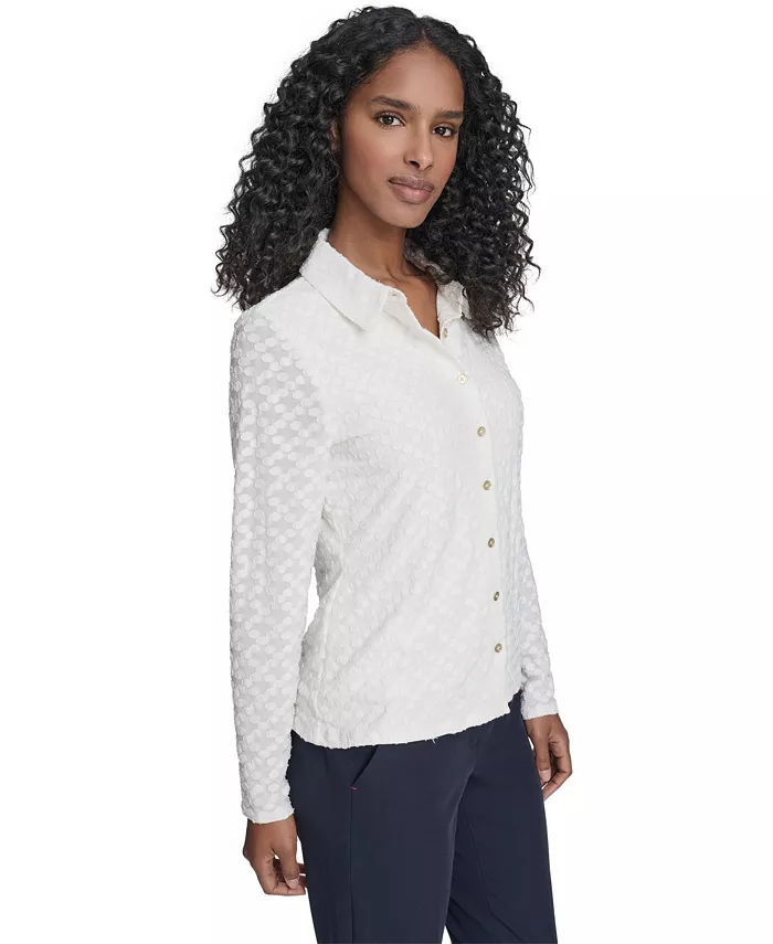 Women's Floral Clip Button-Up Top - thumbnail 9