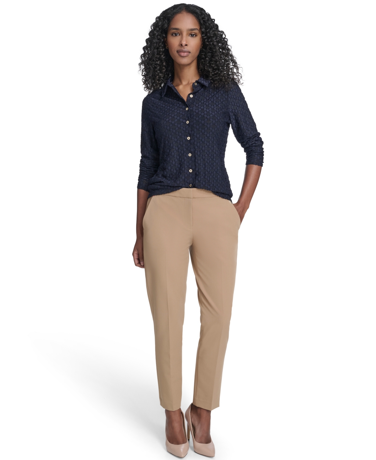 Tommy Hilfiger Women's Floral Clip Button-up Top In Blue