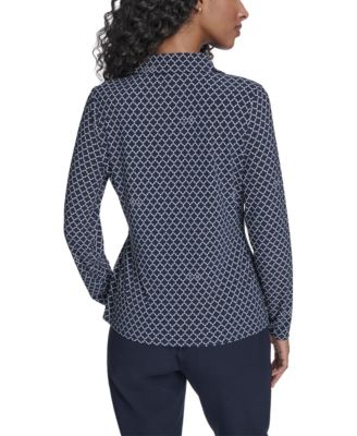 Women's Long Sleeve Clover Button-Up Top