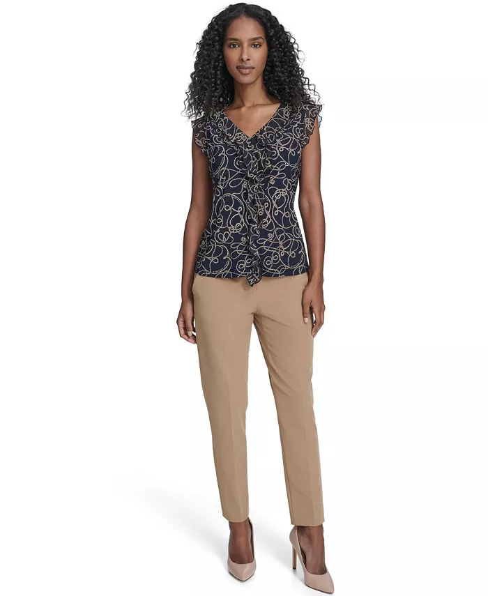 Women's Sleeveless Mixed Media Rope Print Top - thumbnail 5