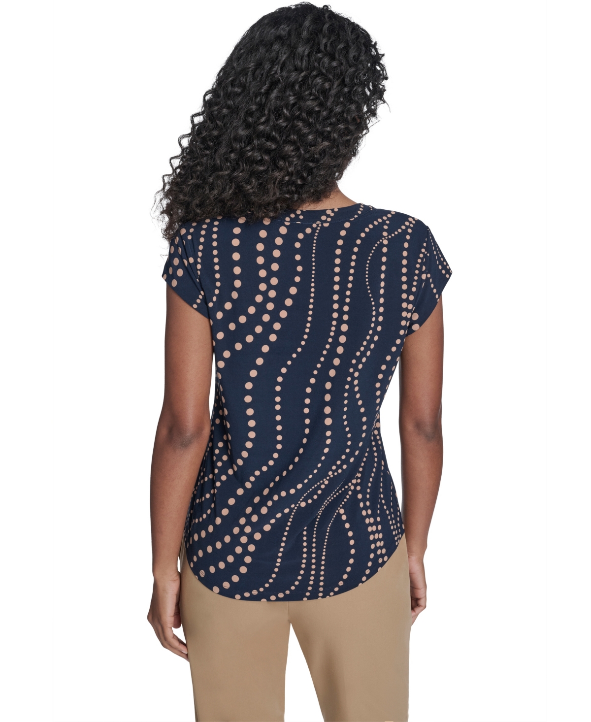 Tommy Hilfiger Women's Cascade Dot Cap Sleeve V-Neck Top