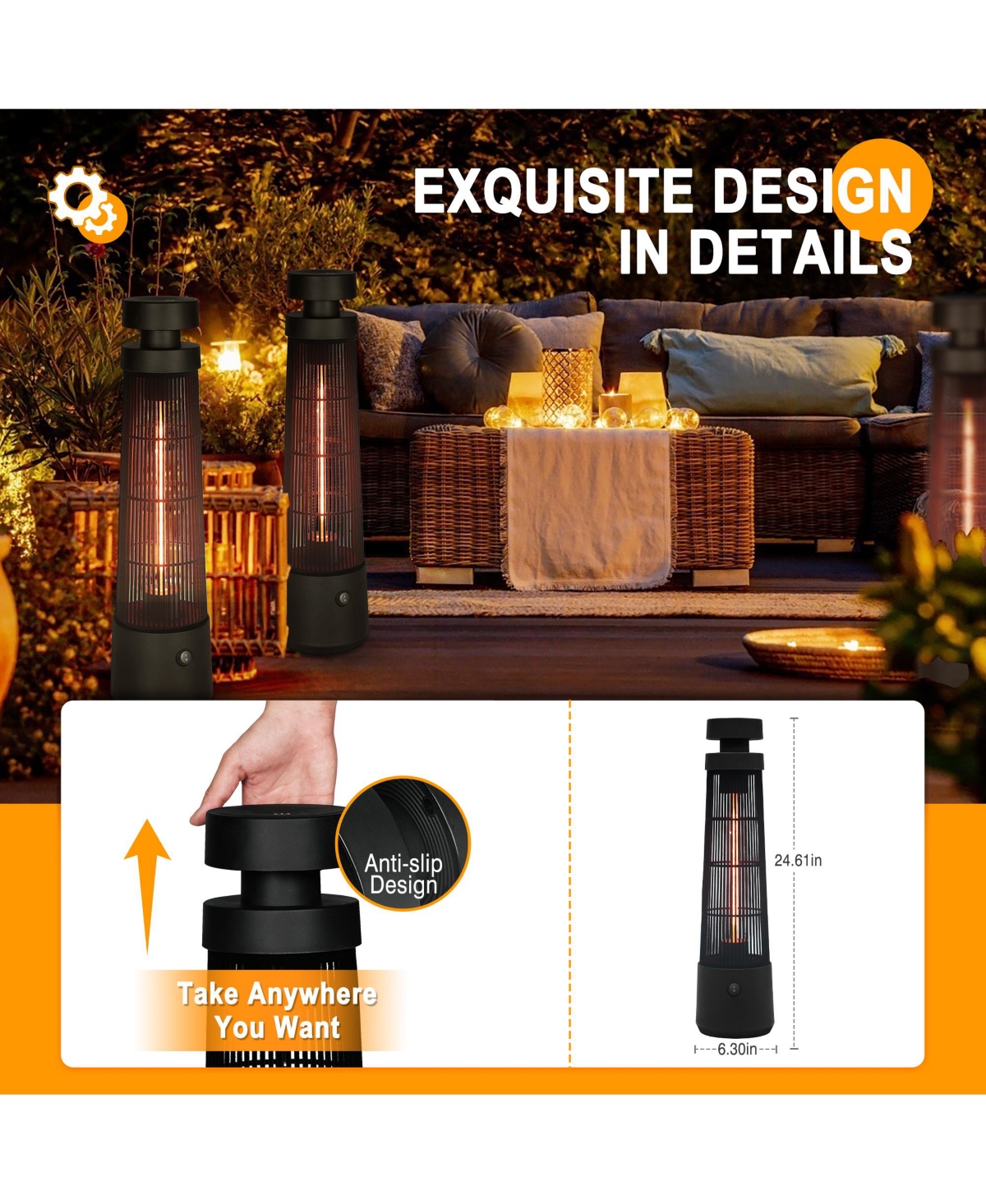 Zachvo 1200 Watt Electric Standing Patio Heater