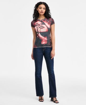 Women's Short-Sleeve Lace Face T-Shirt