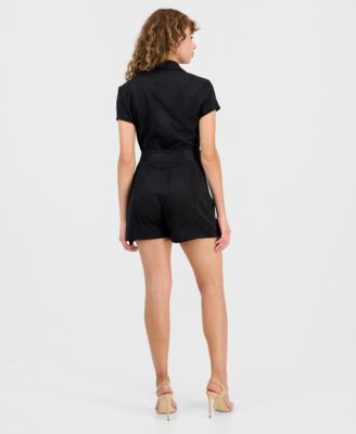 Women's Jene Short-Sleeve Faux-Suede Romper