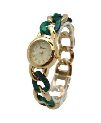 Green Gold Chain and Tortoise Strap Women Watch