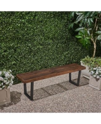 Acacia Wood Patio Bench - Dark Brown & Black