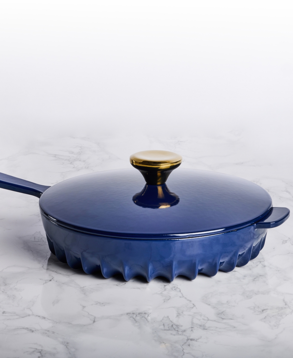 Fireup Cookware Rapid Heat Enameled Cast Iron 10" Frying Pan With Lid In Blue