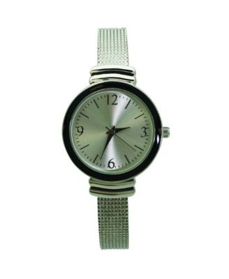 Silver Black Every Day Textured Metal Bangle Watch