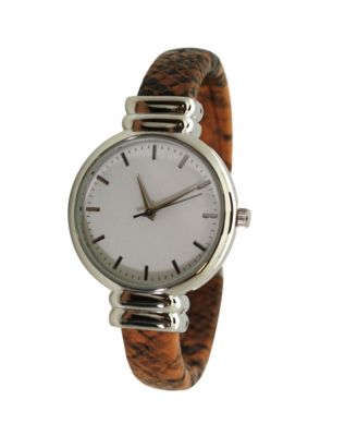 Camel Faux Snake Skin Bangle Women Watch