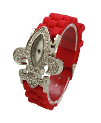 Red Rhinestones Silicone Women Watch