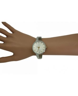 Twotone Modern Stripped Design Bangle Watch