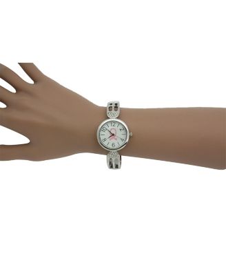 BREAST CANCER AWARENESS RIBBON BANGLE WATCH