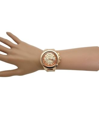 Rosegold Bold Bezel 3-Dial Metal Watch