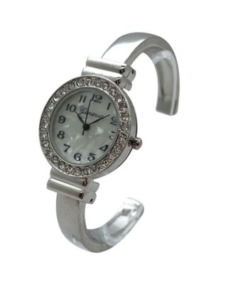 Silver New Style Rhinestone Bezel Bangle Women Watch