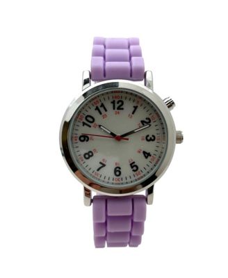 Lavender Luminous Dial Easy Read Medical Professionals Silicone Band Women Watch