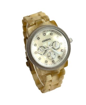 Beige Tortoise Acrylic Band Women Watch