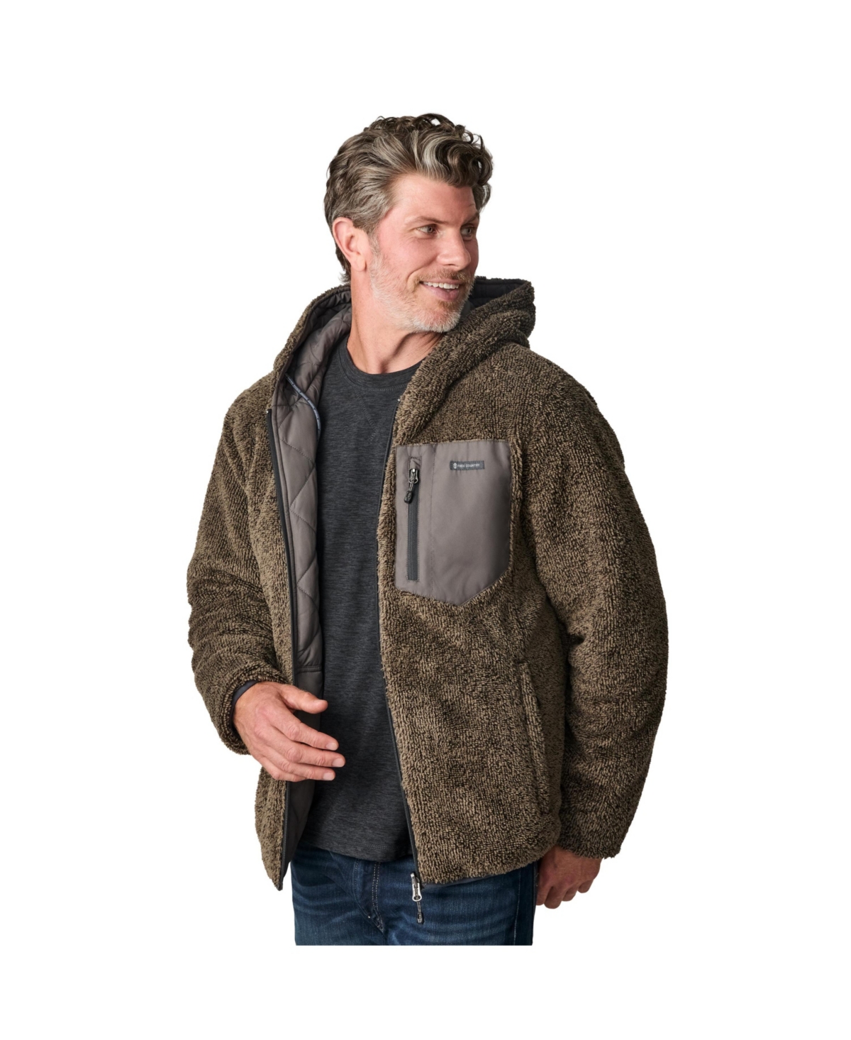 Free Country Men's Atlas Hooded Quilted Reversible Sherpa Jacket