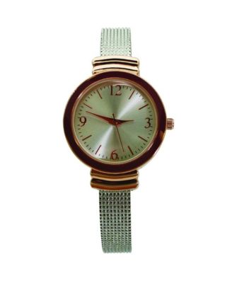 Silver Rose Gold Every Day Textured Metal Bangle Watch