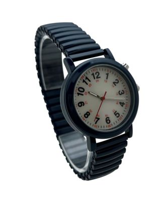 Navy Stretch Band Easy Read Nurse Watch with Second Hand Women Watch