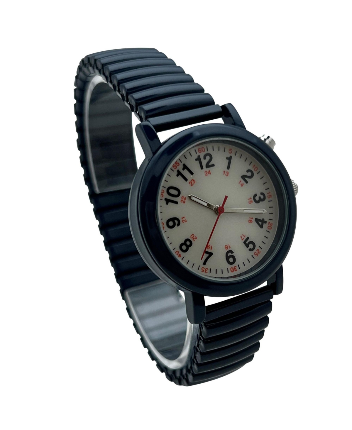 Olivia Pratt Navy Stretch Band Easy Read Nurse Watch with Second Hand Women Watch