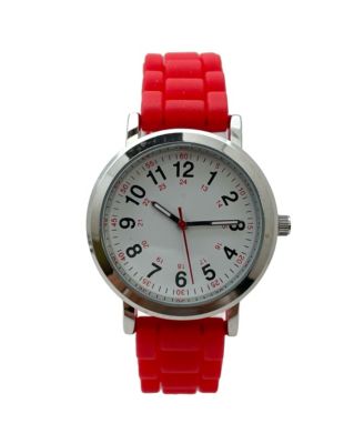 Red Easy Read Medical Professionals Silicone Band Women Watch