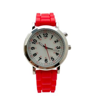 Red Luminous Dial Easy Read Medical Professionals Silicone Band Women Watch