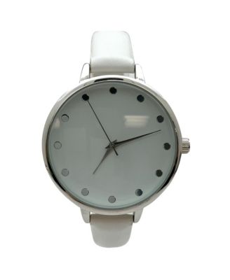 Solid Vibrant Color Everyday Faux Leather Women Watch, White
