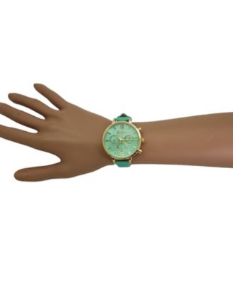 Mint Three Subdial Gold Accented Leather Strap Watch