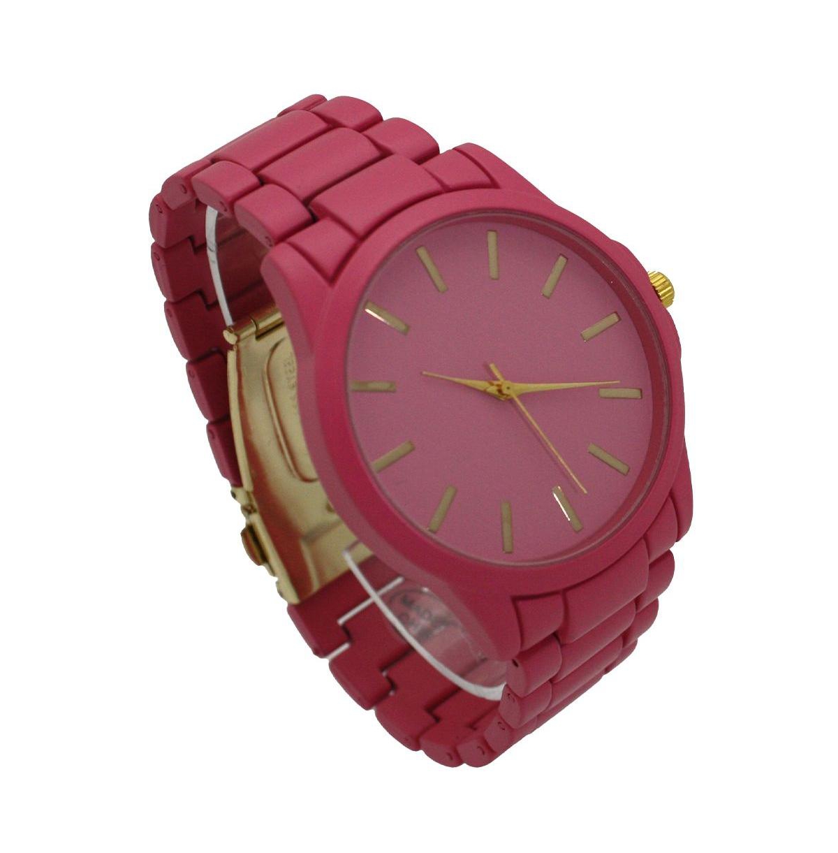 Olivia Pratt Hot Pink Solid Color Large Face Women Watch