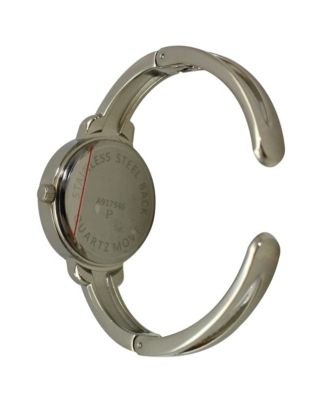 Silver Metallic Round Face Bangle Women Watch