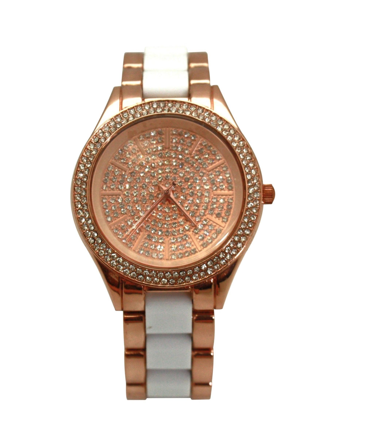 Olivia Pratt White Rose Gold Rhinestones Dial Women Watch