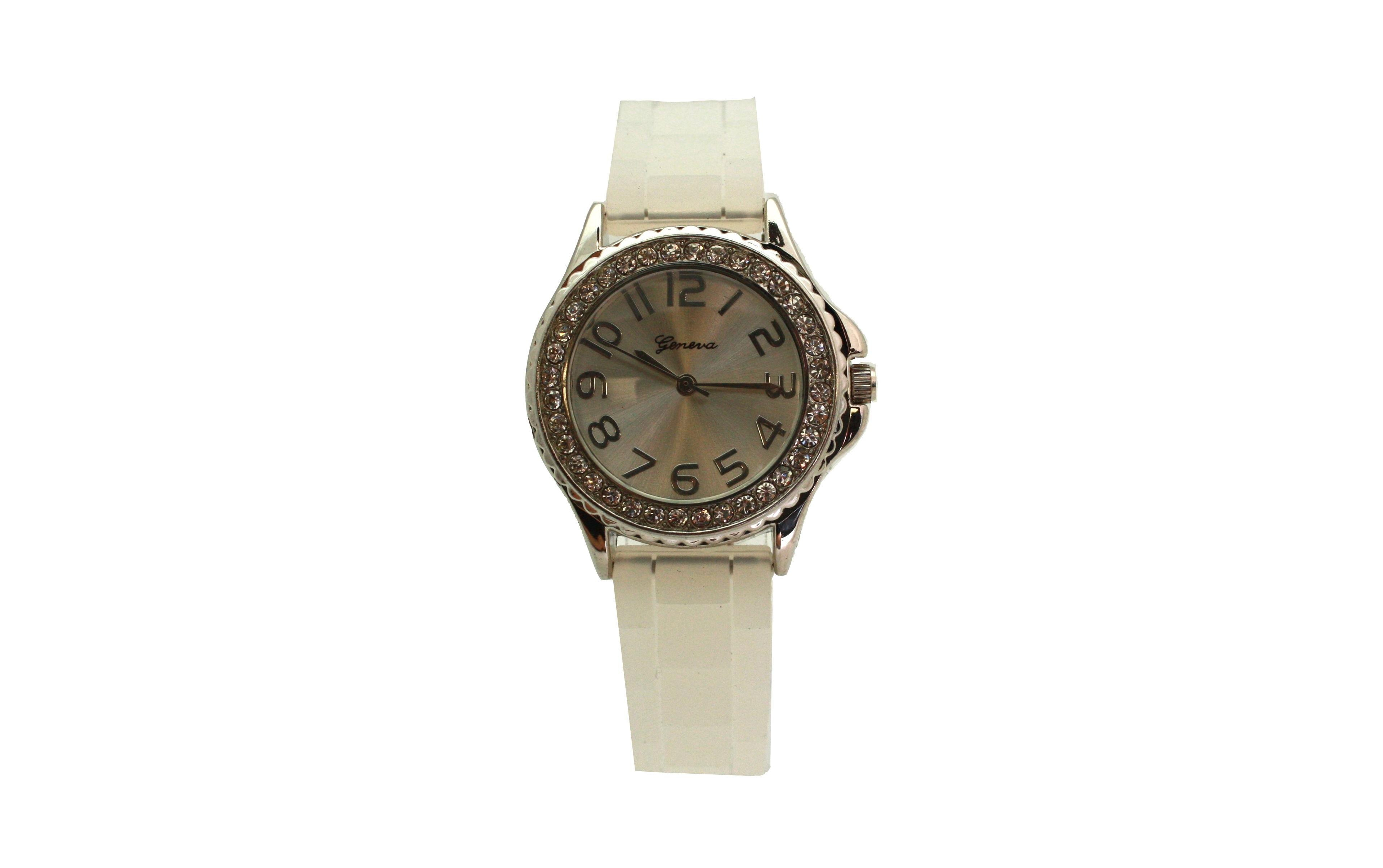 Olivia Pratt Clear Every Day Thin Band Silicone and Rhinestones Colorful Women Watch