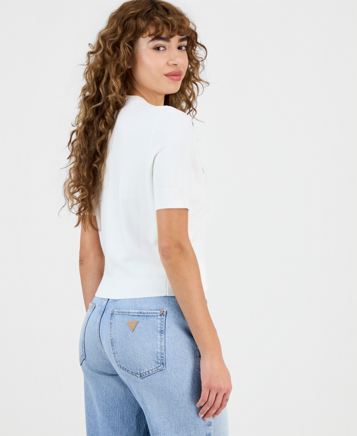 Guess Women's Short-Sleeve Norah Logo Sweater