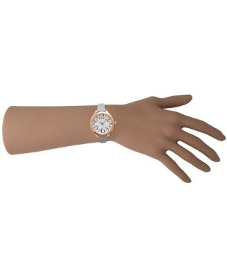 Grey Rose Artistic Numeral Leather Strap Watch