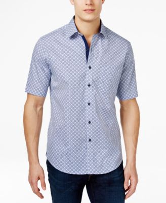 Tasso Elba - Men's Medallion Tile-Print Short-Sleeve Shirt