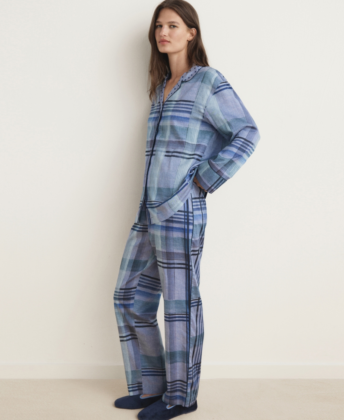 Mango Women's Piping Detail Printed Pajama Pants