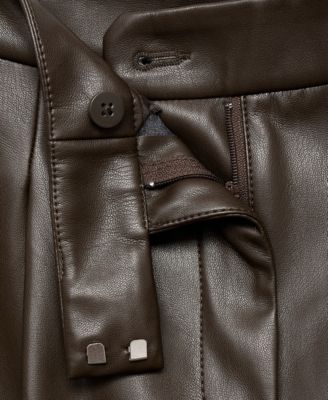 Women's Leather-Effect Wide Leg Pants