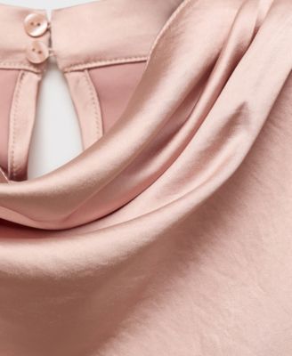 Women's Draped Neck Satin Blouse