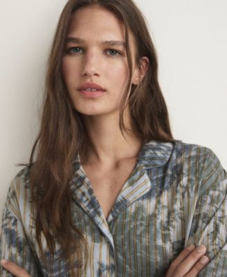 Women's Blurred Print Pajama Shirt