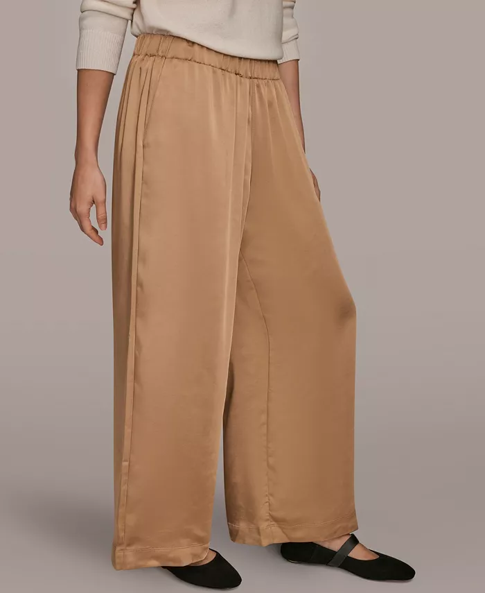Women's Pull-On Satin Mid Rise Wide Leg Pants - thumbnail 8