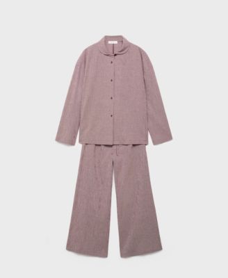 MANGO - Women's Two-Piece Cotton Gingham Pajamas