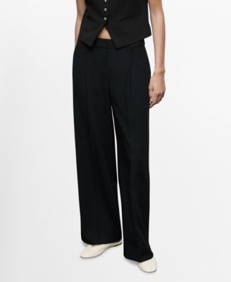 MANGO - Women's Pleated Wide Leg Pants