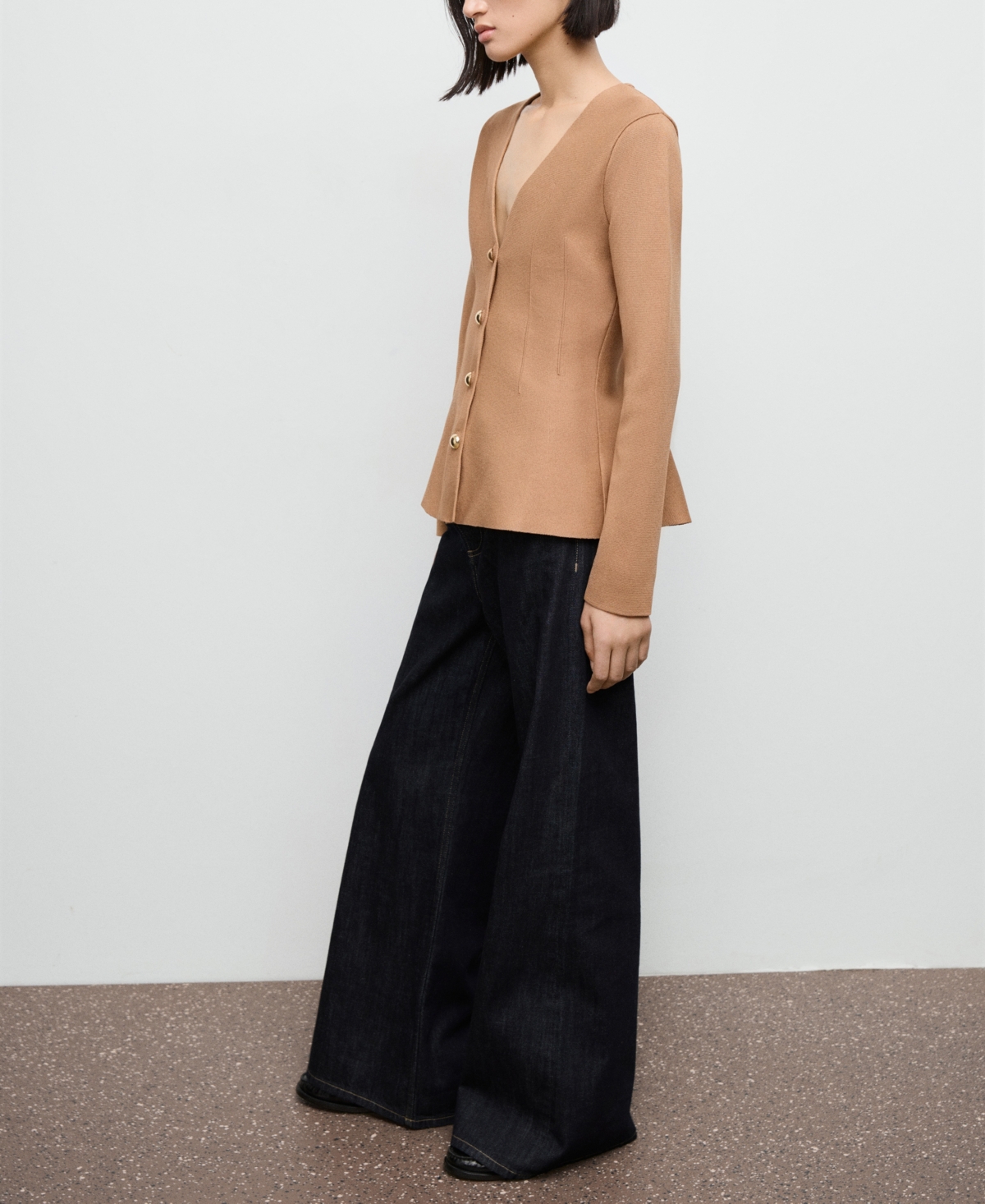 Mango Tona Sweater Jacket In Brown