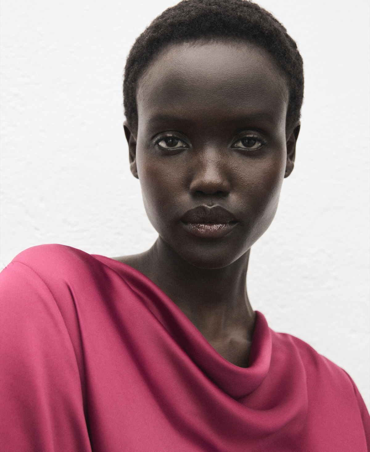 Mango Women's Flared-sleeve Satin Dress In Burgundy