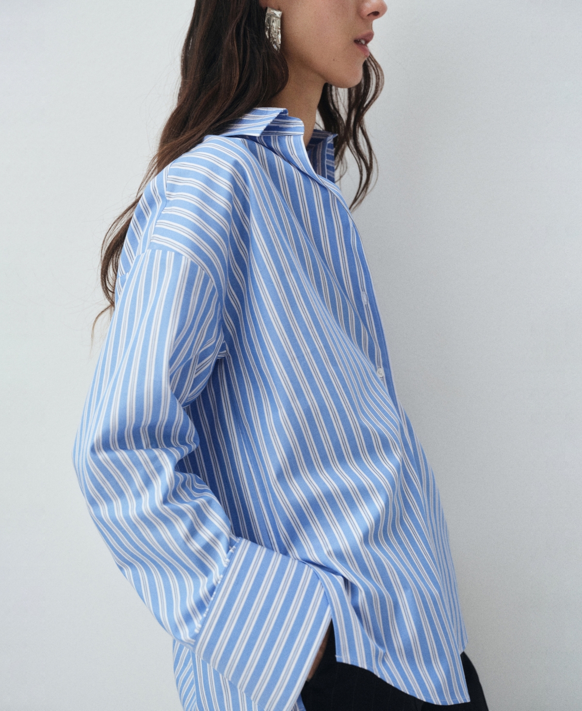 Mango Women's Cotton Striped Shirt In Blue